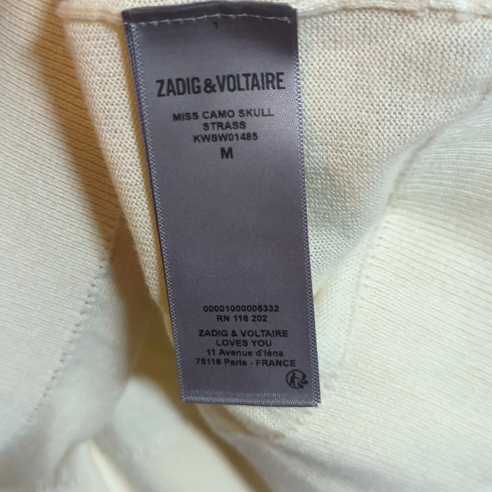 Zadig & Voltaire Miss Camo Skull Embellished Rhinestone Pullover Sweater Medium - Picture 9 of 11